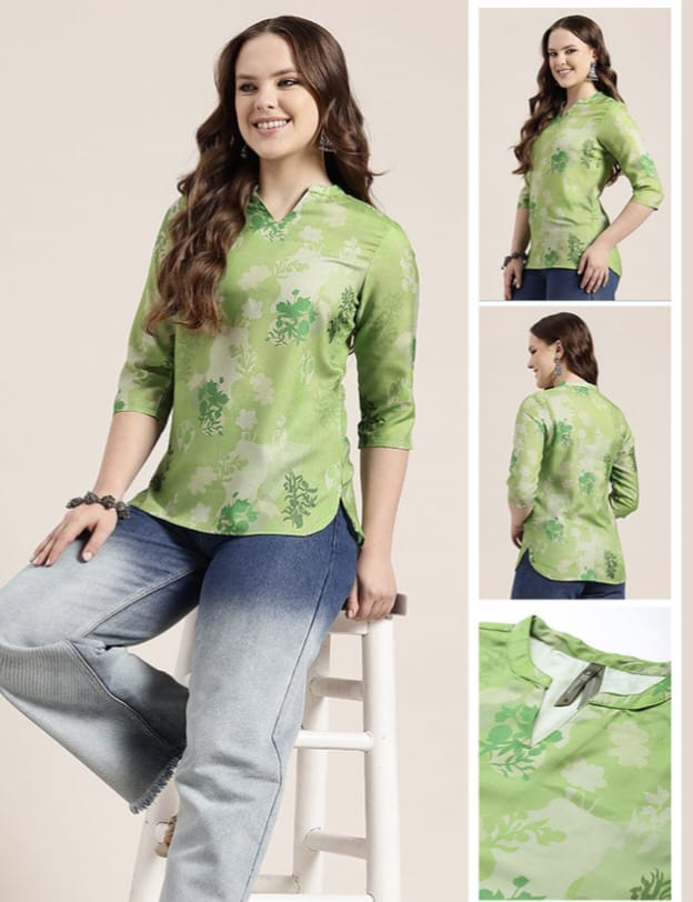 Fresh Green Floral Top – Casual & Chic