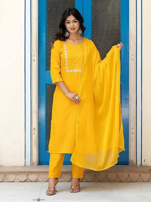 Yellow Flora suits sets