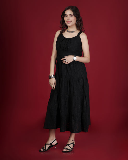 Elegant Black Sleeveless Maxi Dress – Women’s Evening & Party Wear