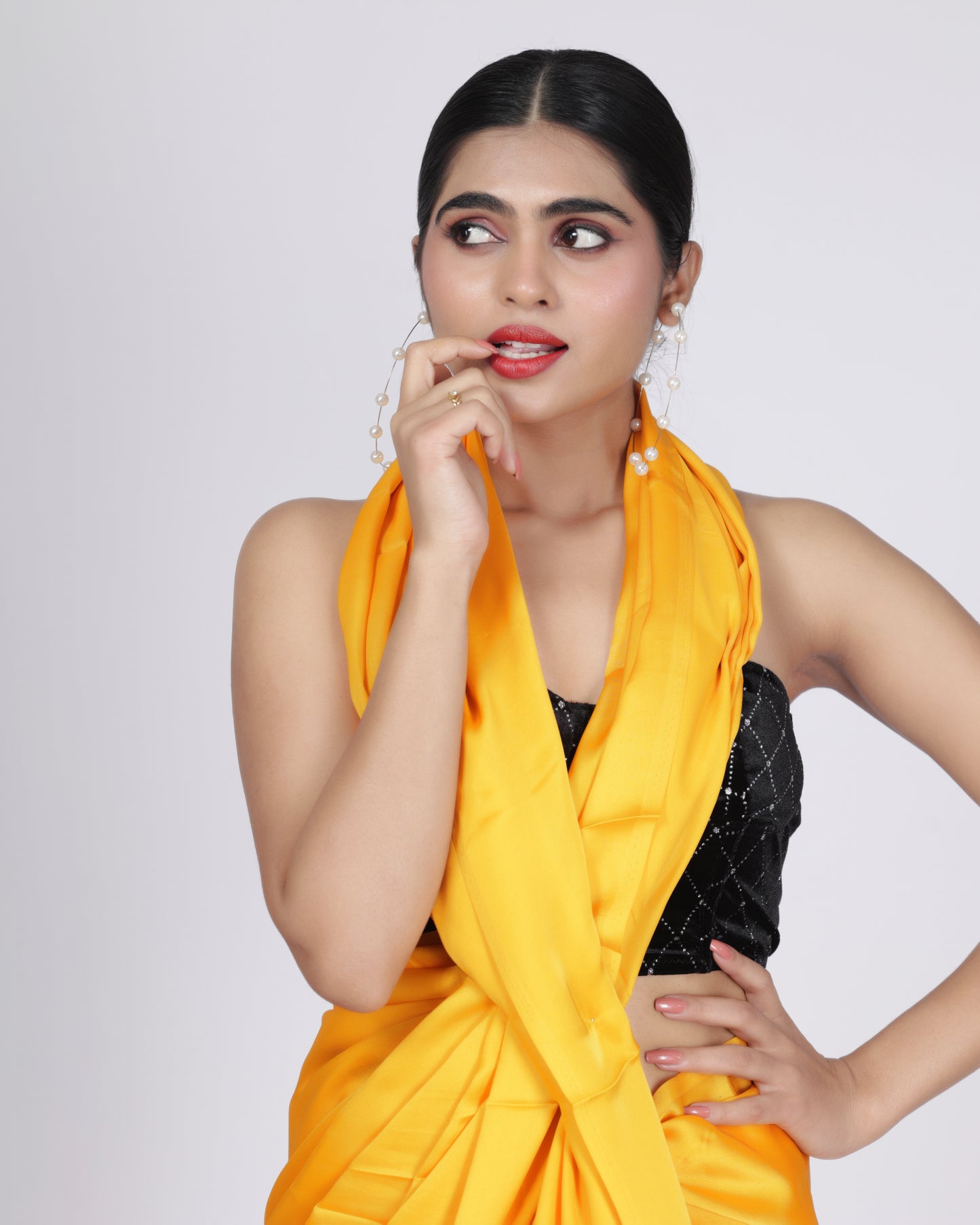 Sunshine Yellow Contemporary Saree with Black Sequin Blouse