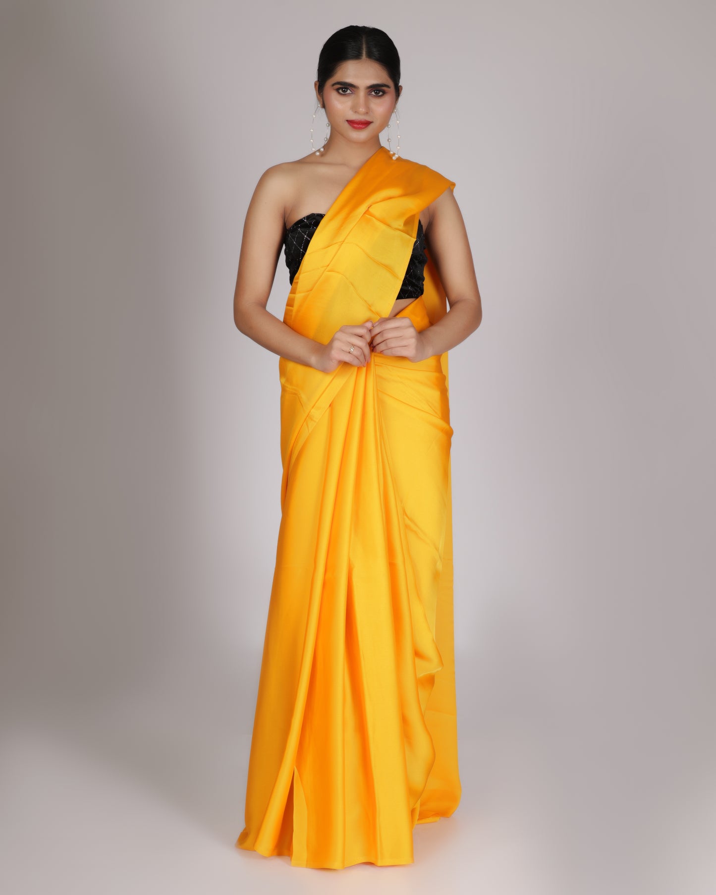 Sunshine Yellow Contemporary Saree with Black Sequin Blouse