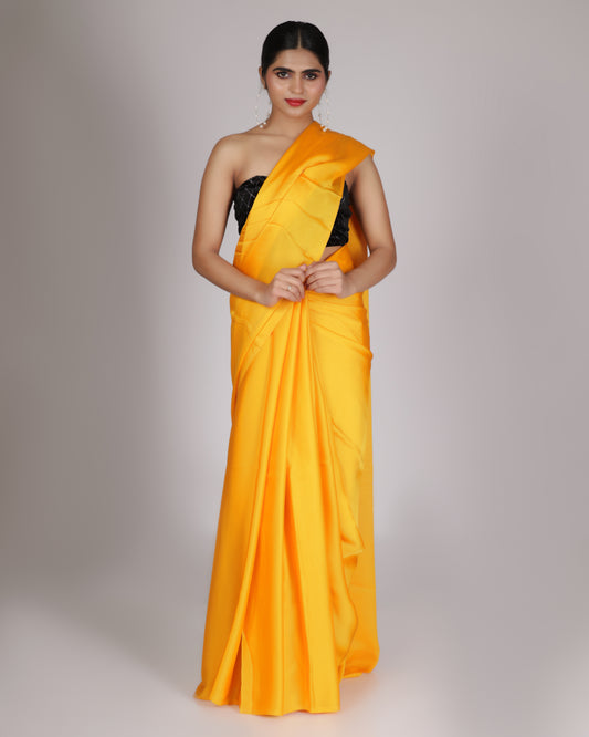 Sunshine Yellow Contemporary Saree with Black Sequin Blouse