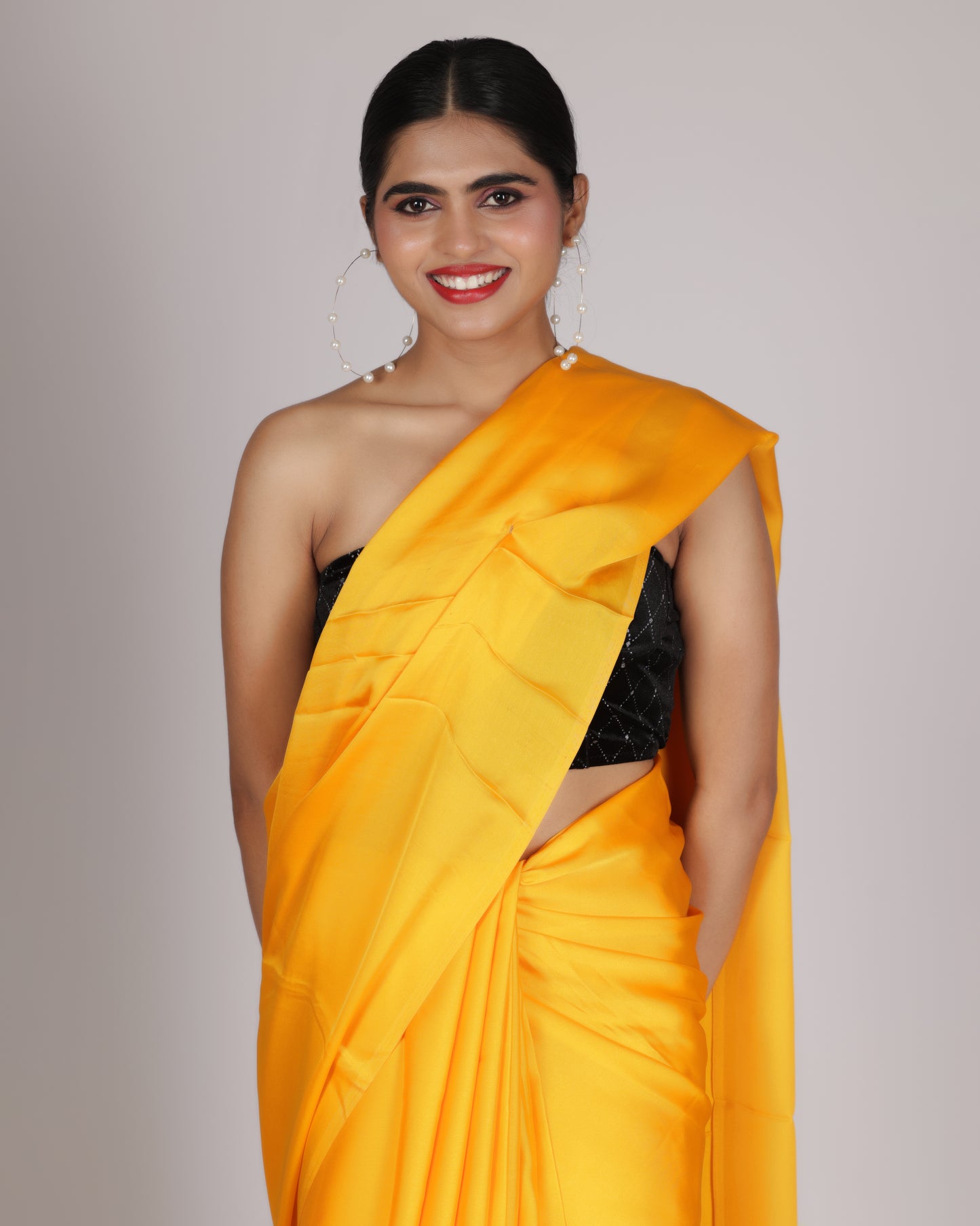 Sunshine Yellow Contemporary Saree with Black Sequin Blouse