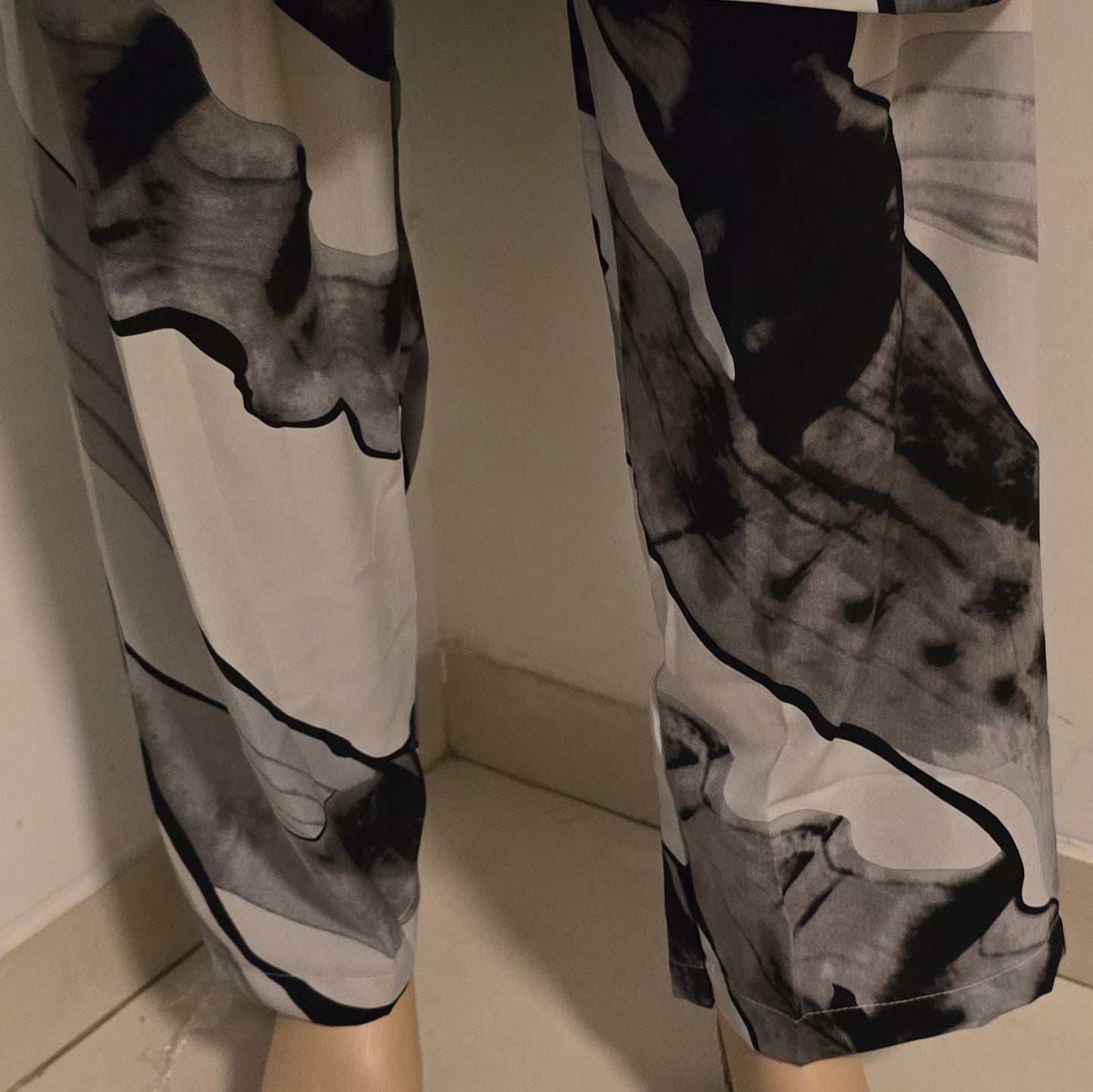 Monochrome Abstract Co-ord Set with Embroidered Detail