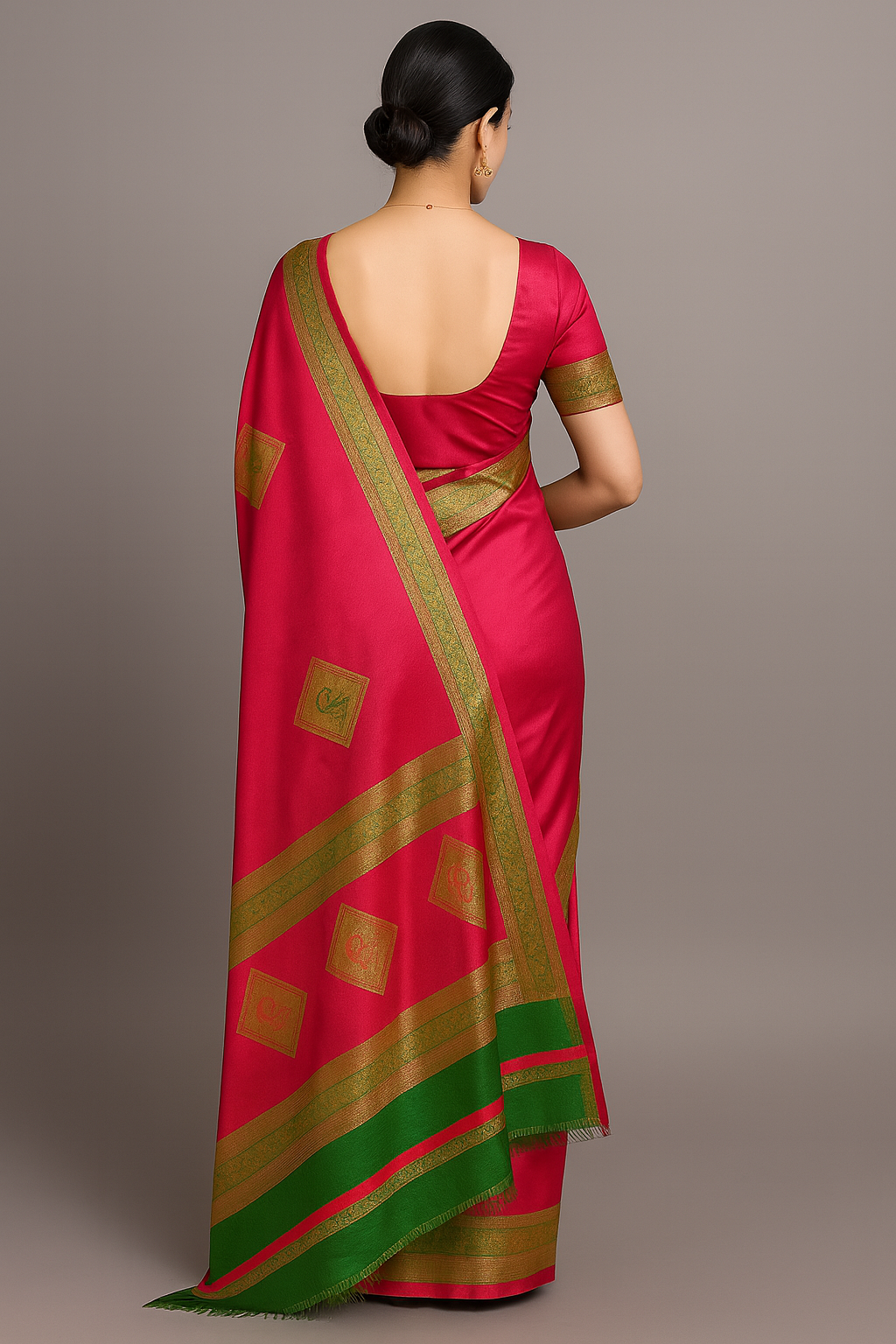 Elegant Handwoven Banarasi Silk Saree with Intricate Zari Border