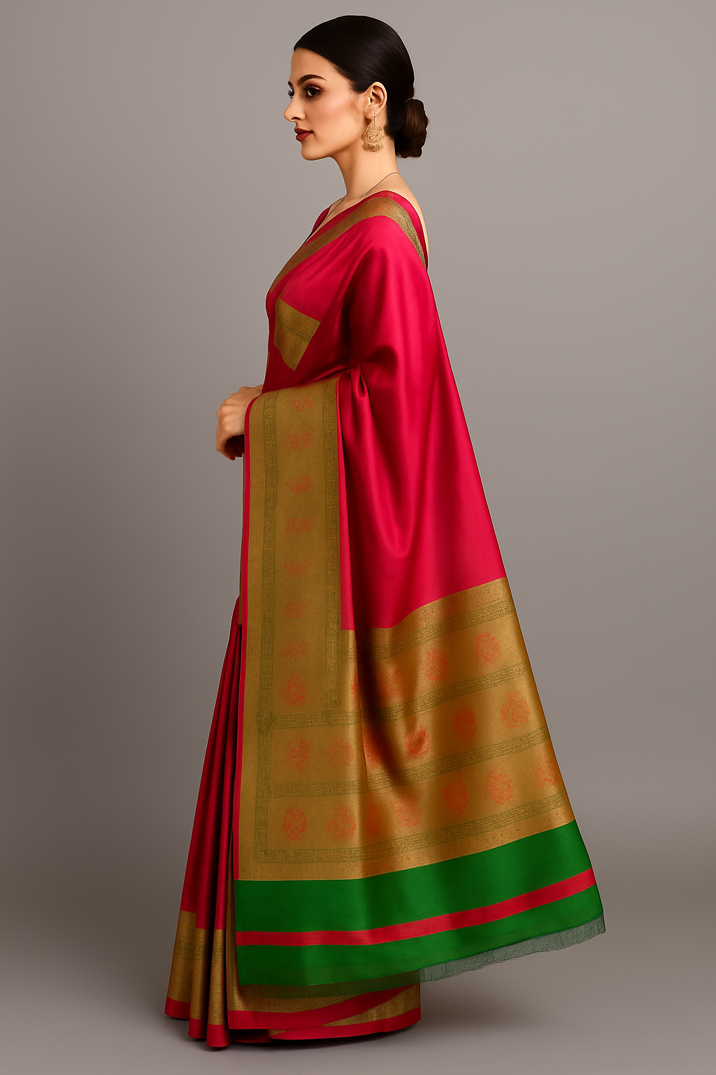 Elegant Handwoven Banarasi Silk Saree with Intricate Zari Border