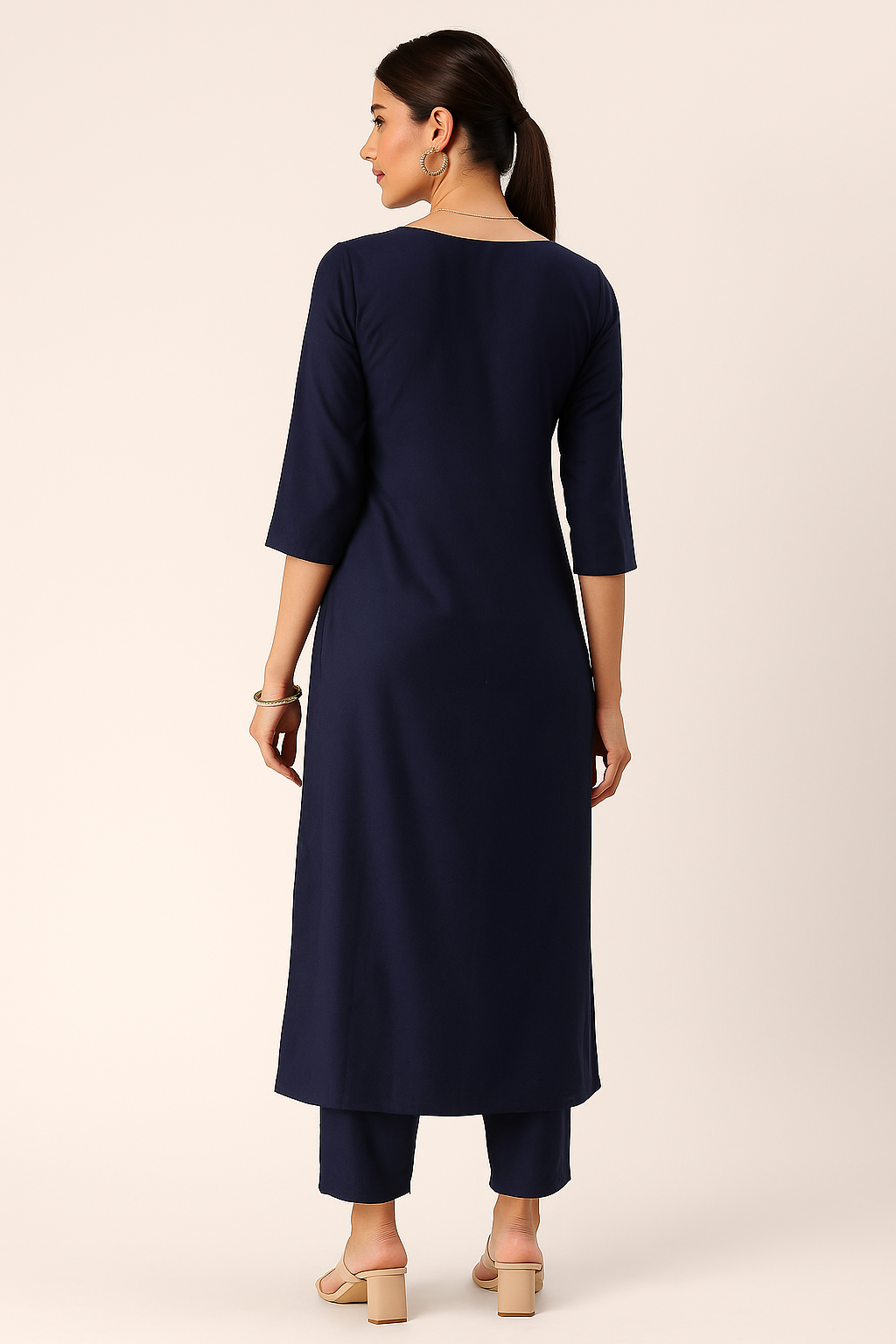 Elegant Embroidered Cotton Kurti with Handcrafted Yoke Design