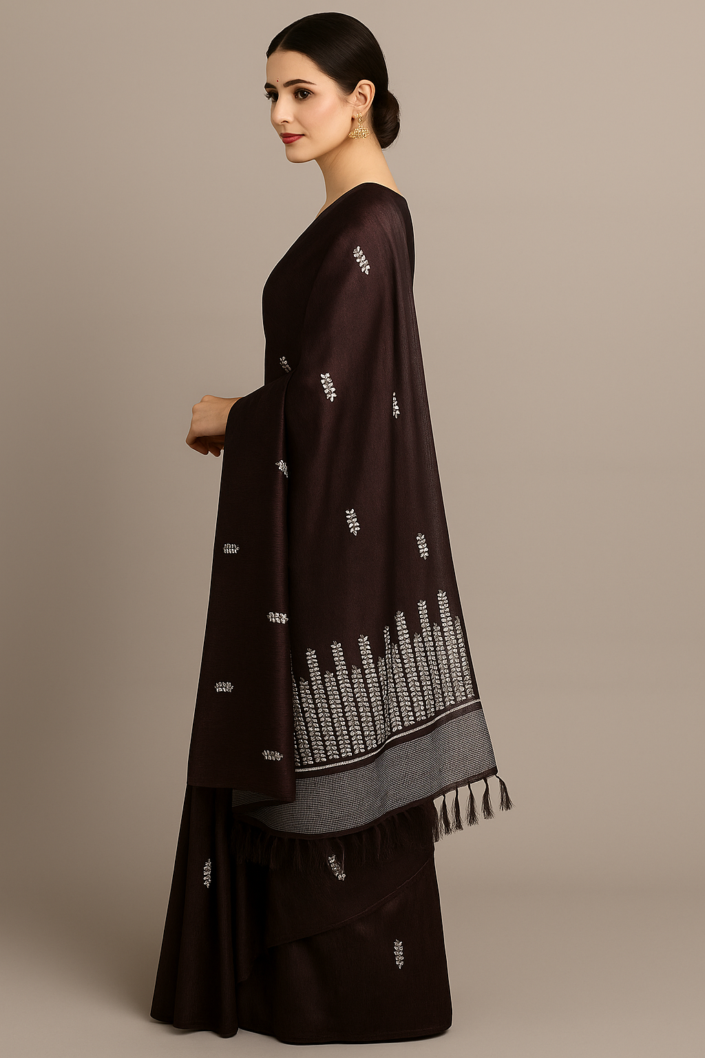 Elegant Handwoven Saree with Subtle Motifs and Modern Grace