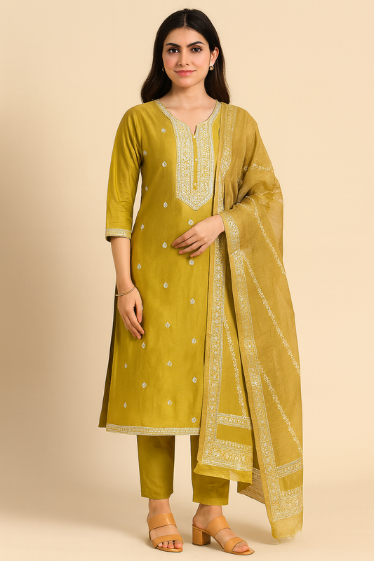 Graceful Embroidered Salwar Suit Set with Dupatta