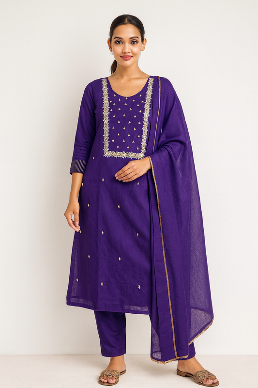 Elegant Embroidered Salwar Suit Set with Dupatta