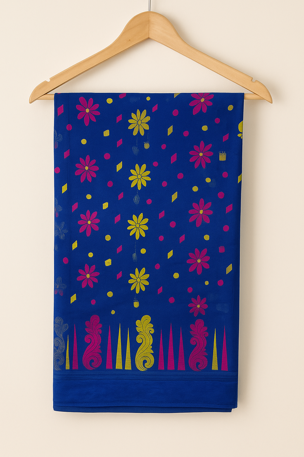 Handloom-Inspired Floral Weave Saree with Contrast Border