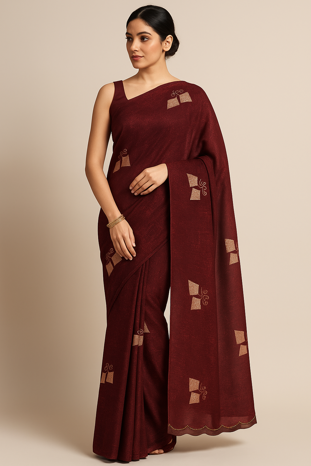 Elegant Embroidered Silk Saree with Subtle Metallic Detailing