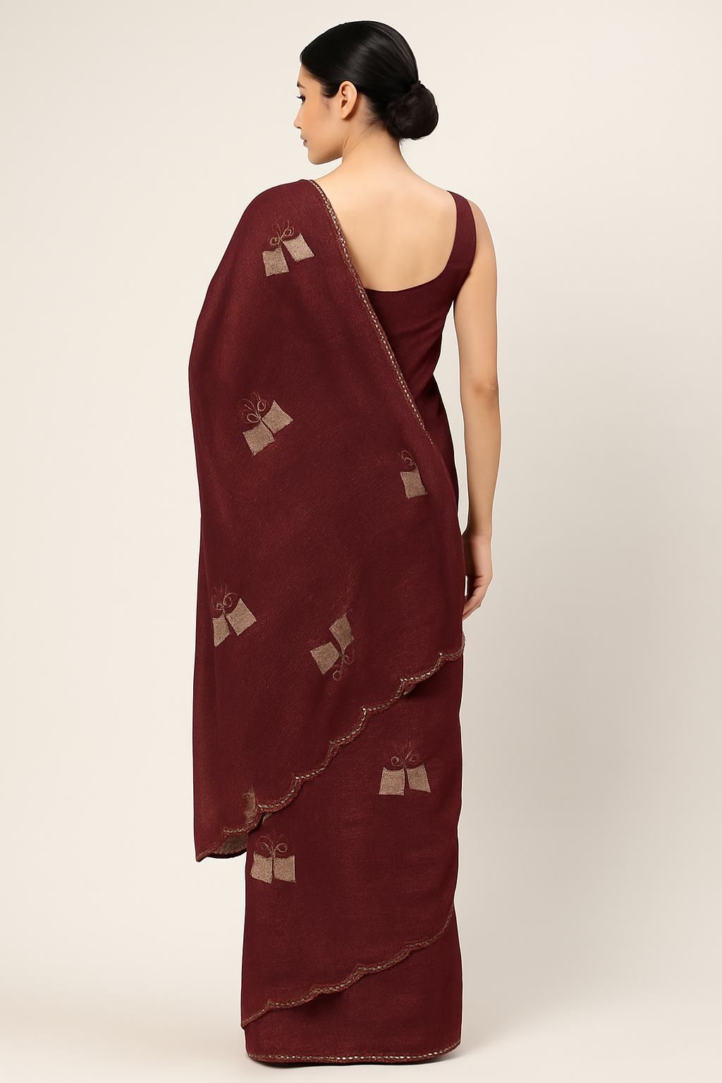Elegant Embroidered Silk Saree with Subtle Metallic Detailing