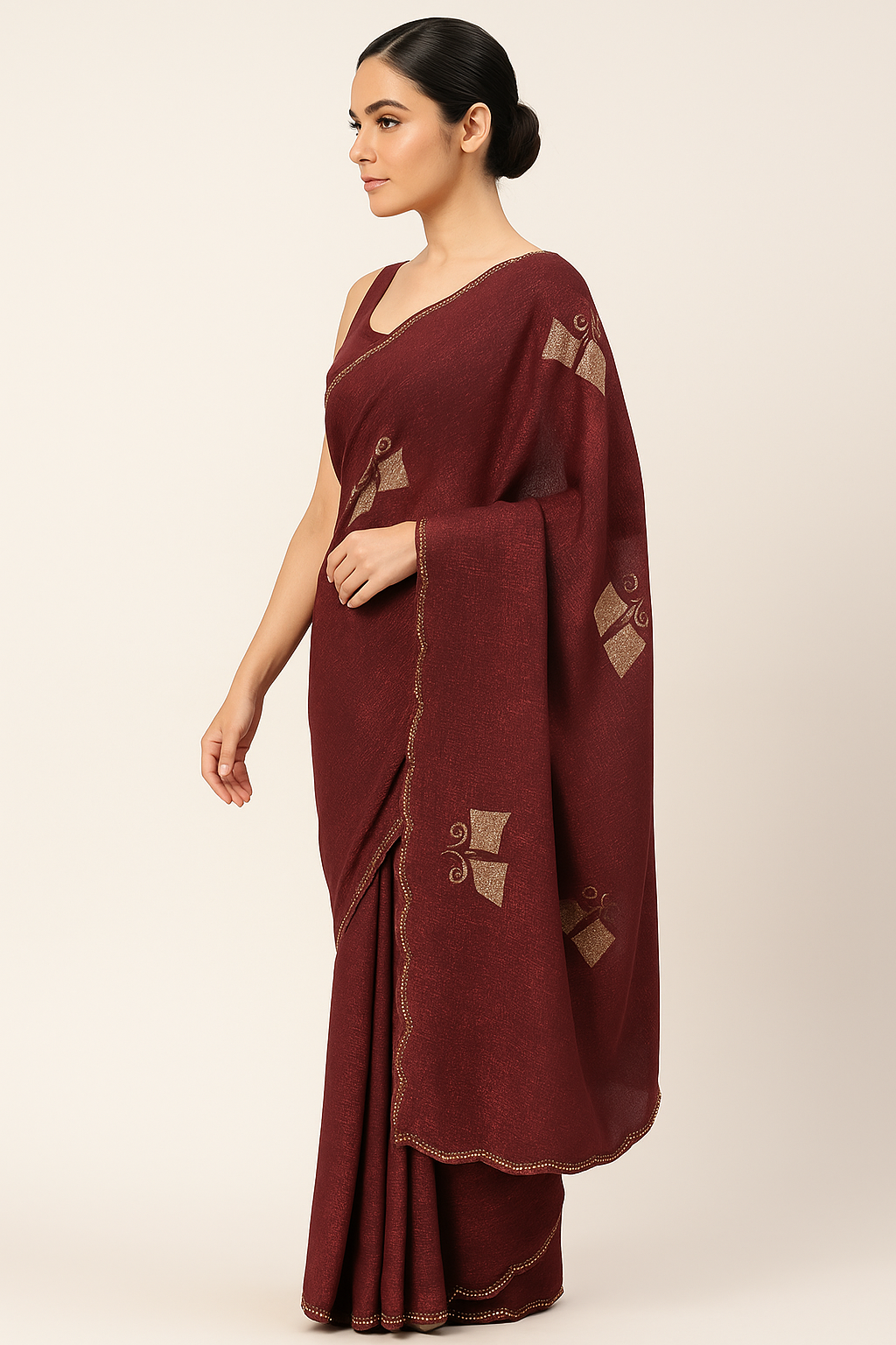 Elegant Embroidered Silk Saree with Subtle Metallic Detailing
