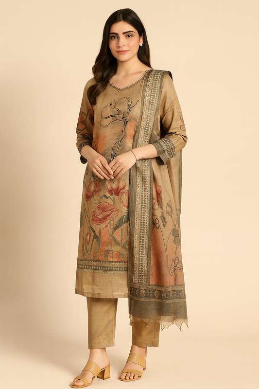 Elegant Printed Salwar Suit Set with Dupatta