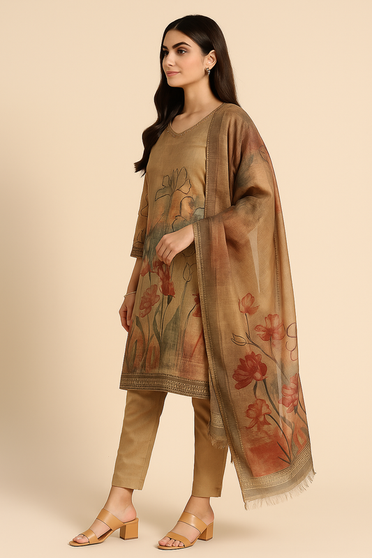 Elegant Printed Salwar Suit Set with Dupatta