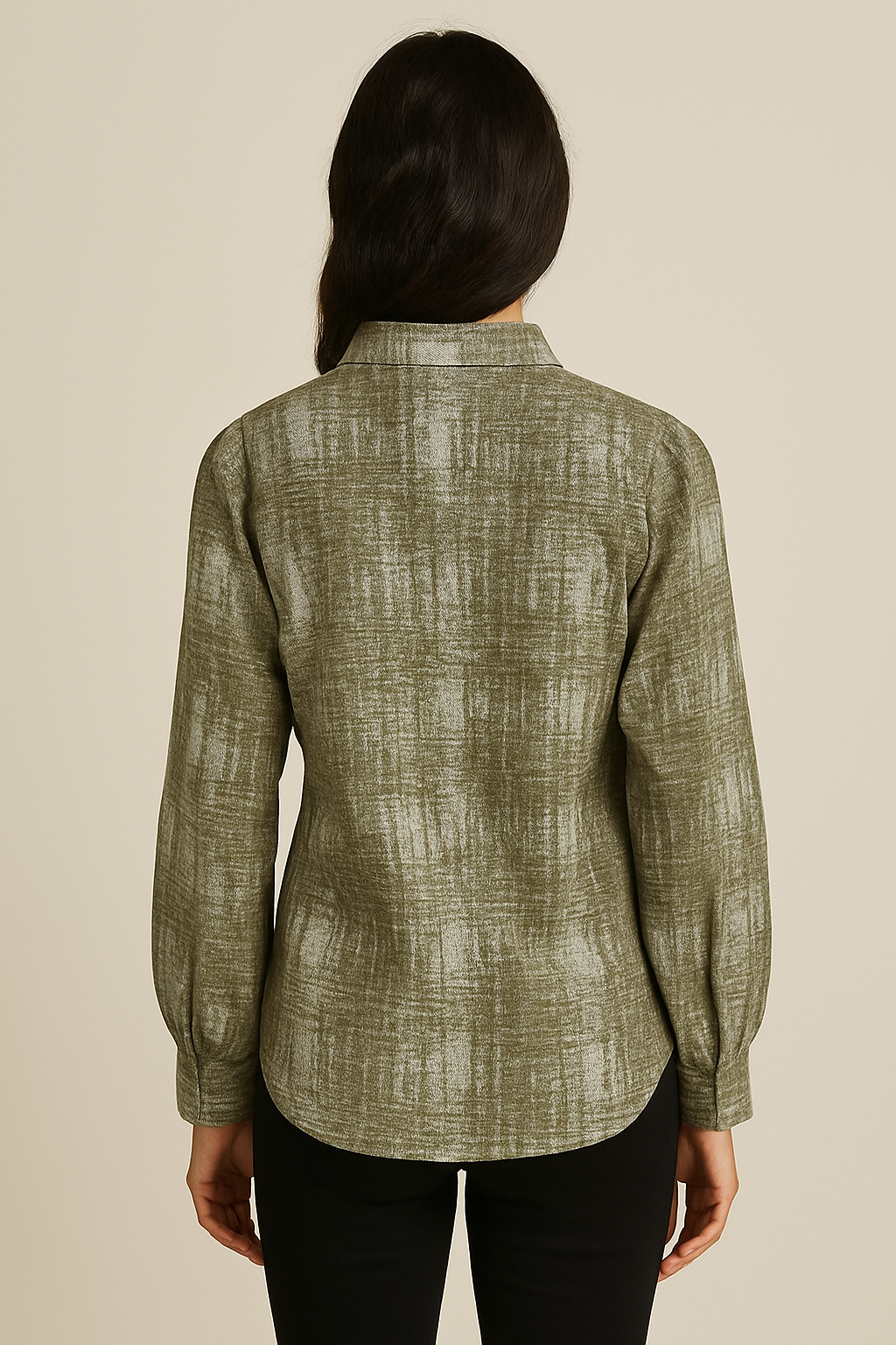 Women’s Long Sleeve Button-Down Shirt – Abstract Print