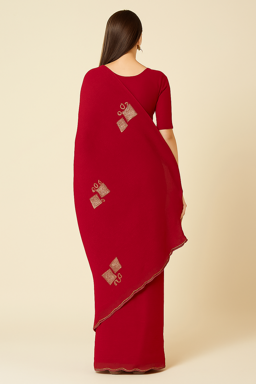 Elegant Embroidered Silk Saree with Subtle Metallic Detailing