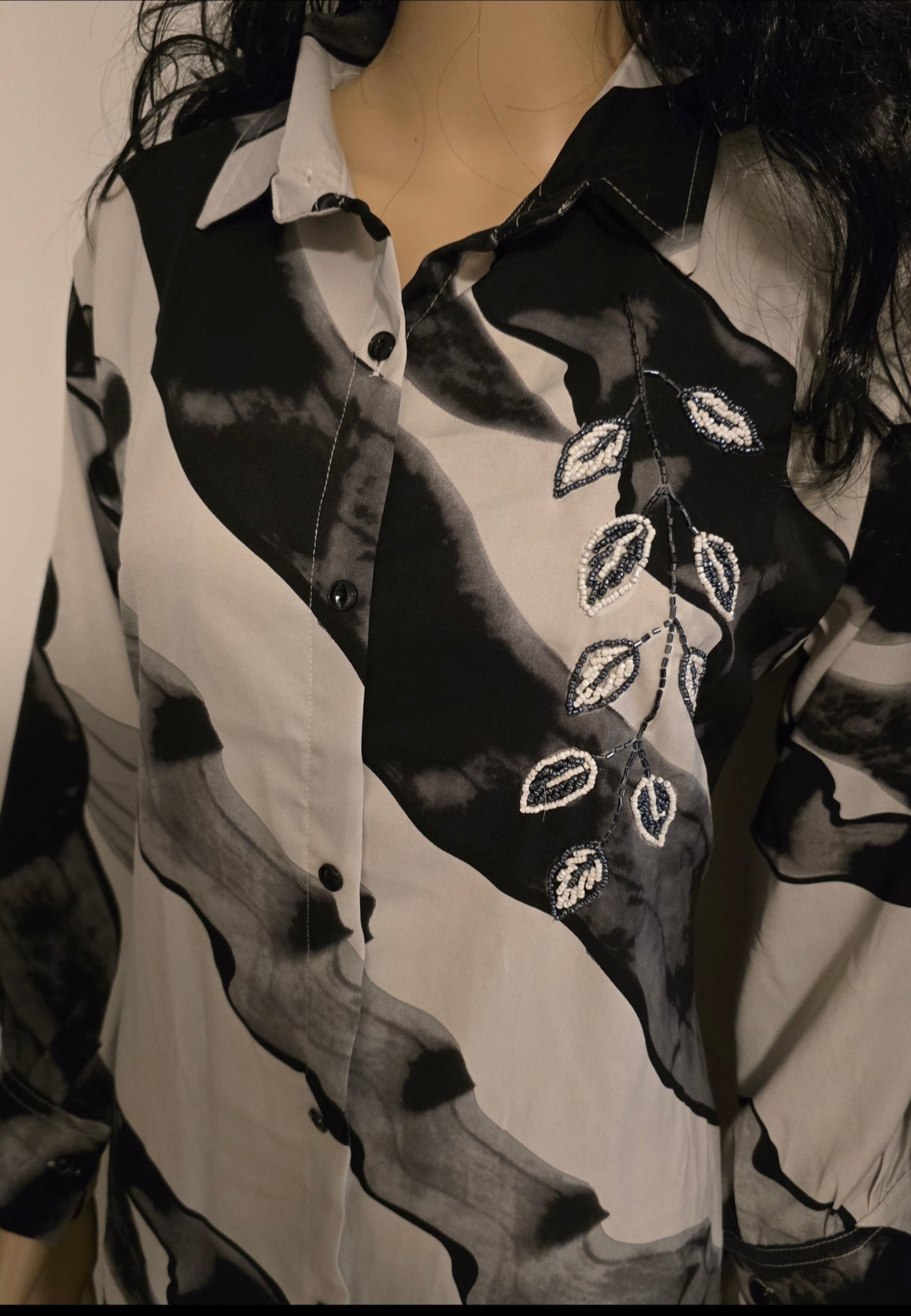 Monochrome Abstract Co-ord Set with Embroidered Detail