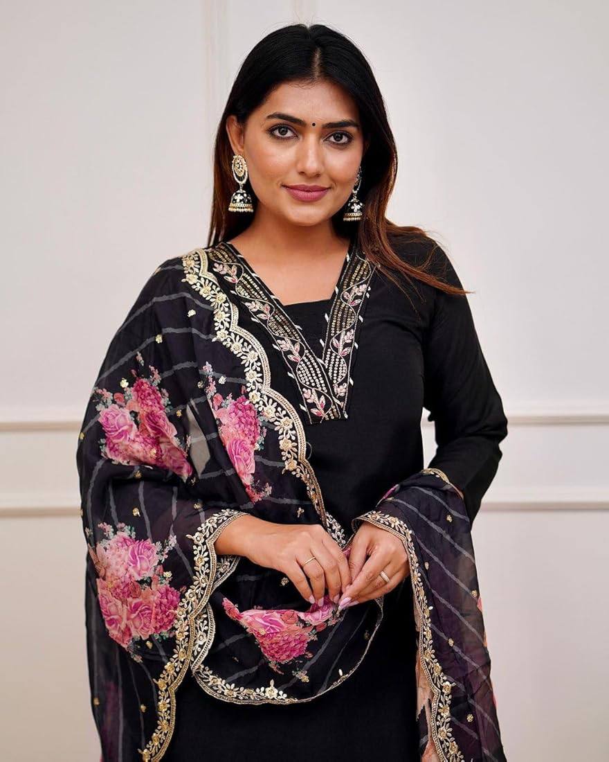 Black Floral 3 Piece  women'suits