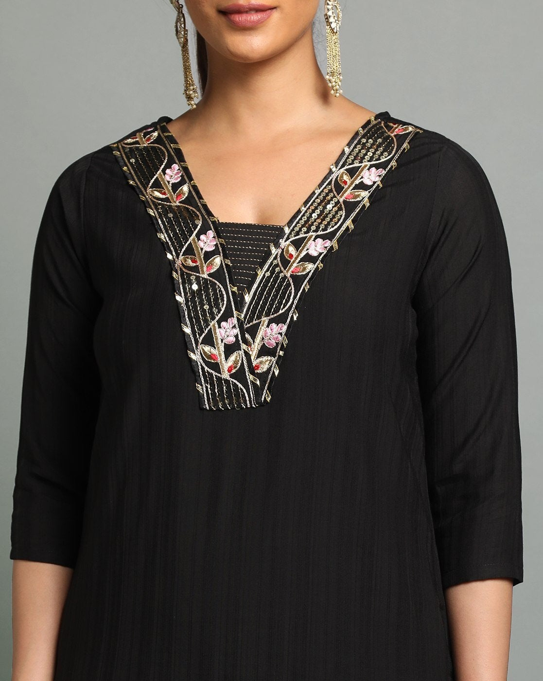 Black Floral 3 Piece  women'suits