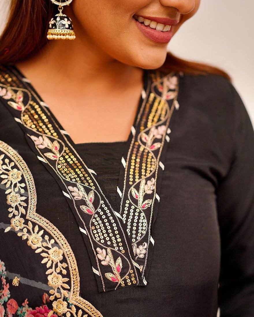 Black Floral 3 Piece  women'suits