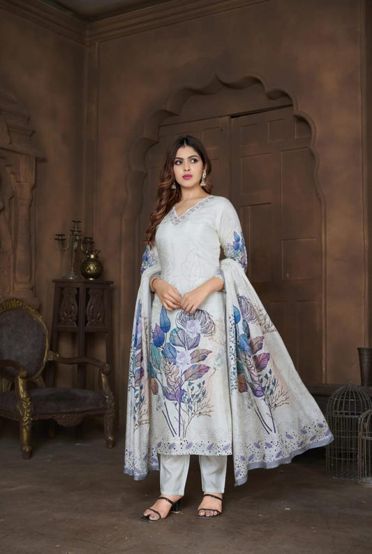 Elegant floral frock -style suit set