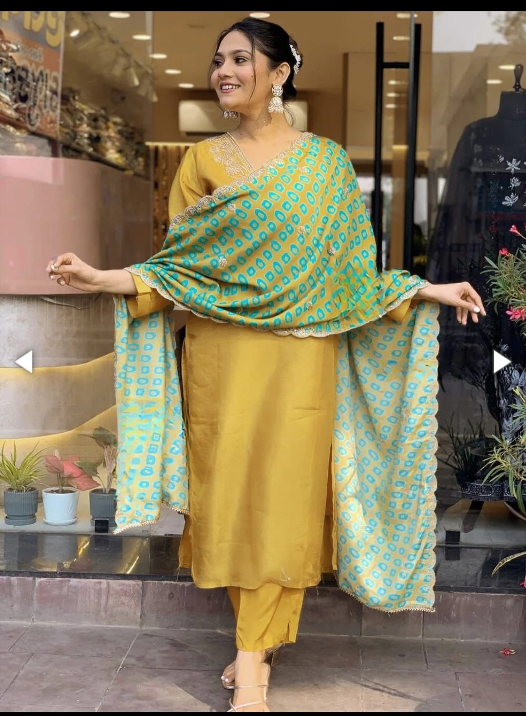 Mustard Yellow straight kurta set