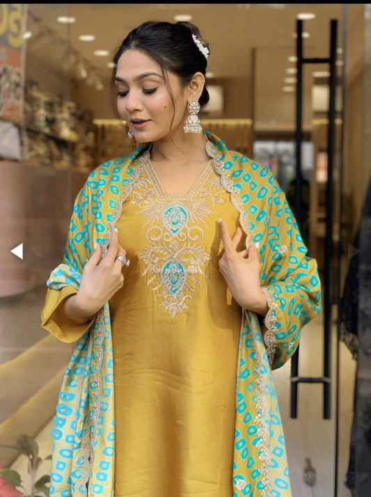 Mustard Yellow straight kurta set