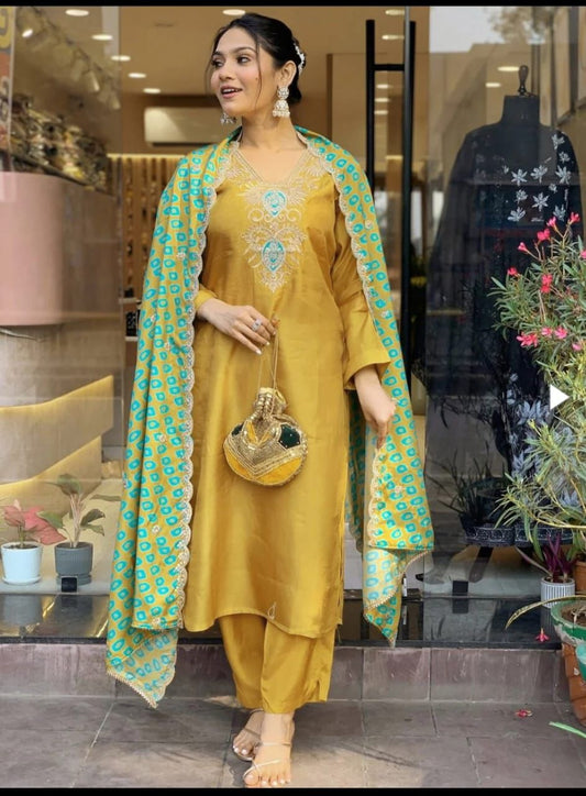 Mustard Yellow straight kurta set