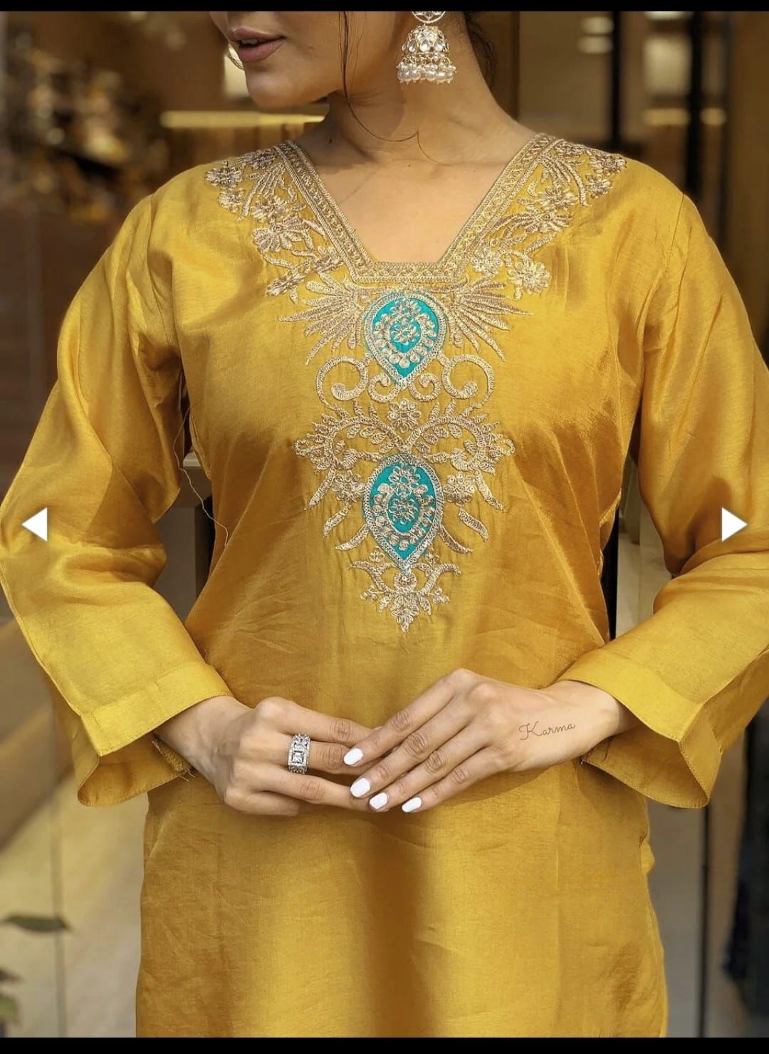 Mustard Yellow straight kurta set