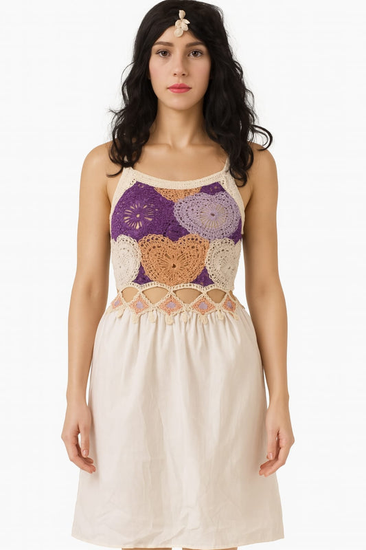 Vintage Boho Lilac Dress