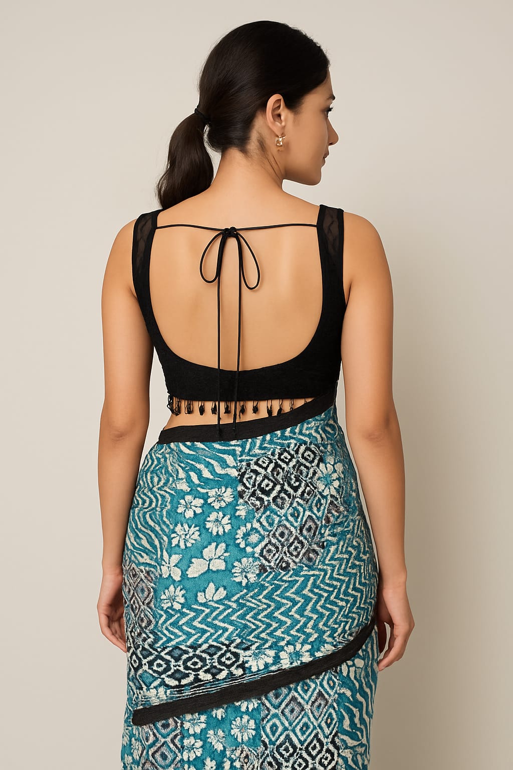 Floral & Geometric Printed Saree with Embellished Blouse