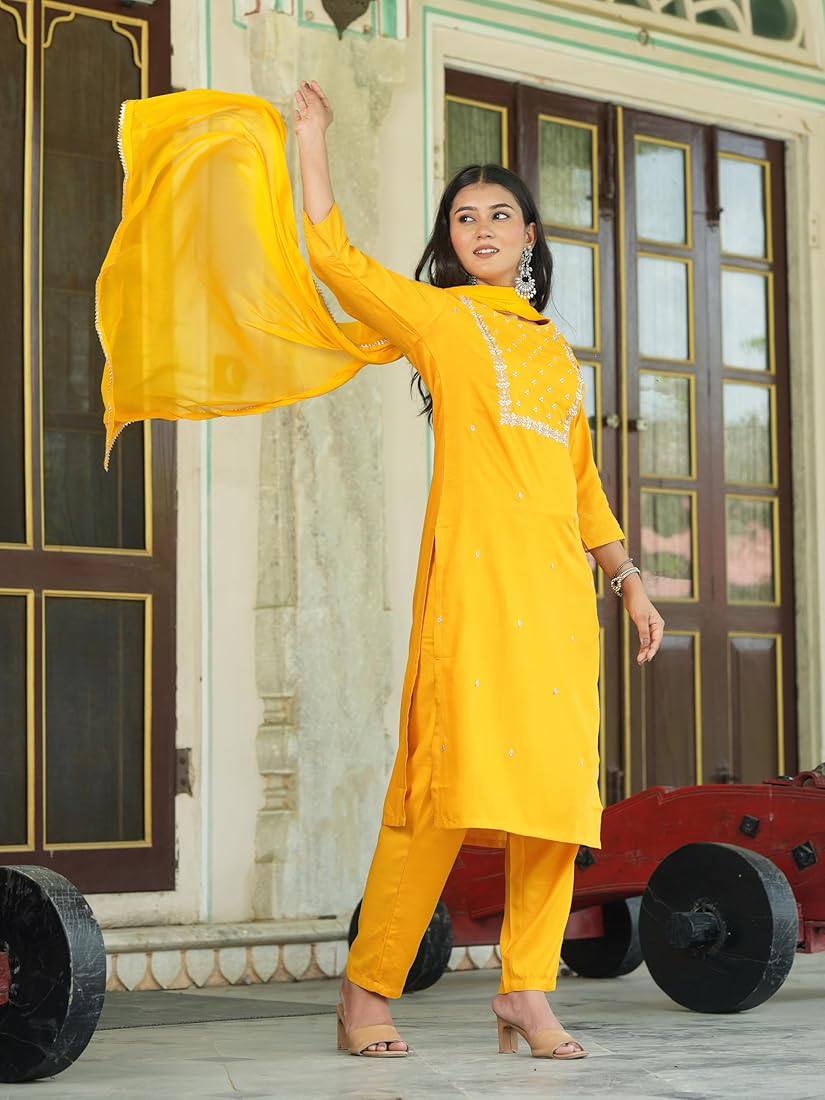 Yellow Flora suits sets